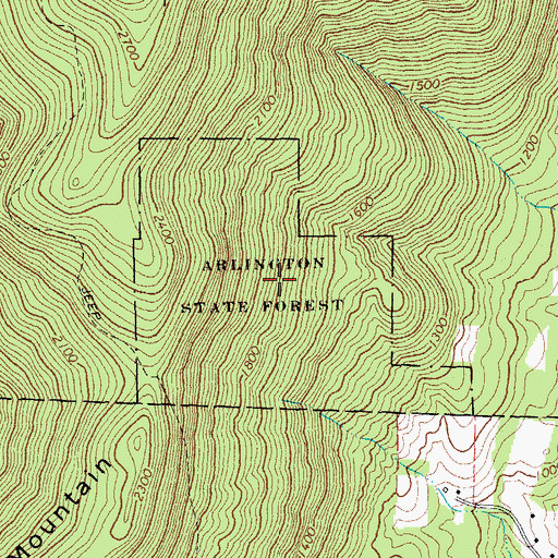 Topographic Map of Arlington State Forest, VT