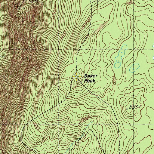 Topographic Map of Baker Peak, VT