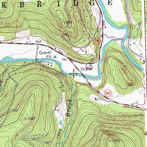 Topographic Map of Bartlett Brook, VT