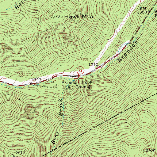 Topographic Map of Bear Brook, VT