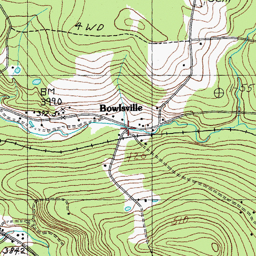 Topographic Map of Bowlsville, VT