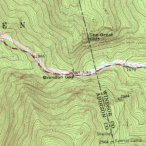 Topographic Map of Brandon Gap, VT