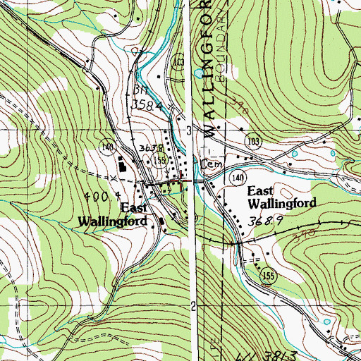 Topographic Map of East Wallingford, VT