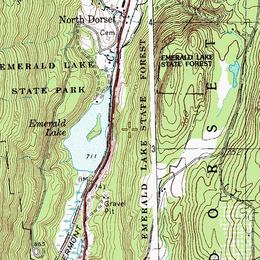 Topographic Map of Emerald Lake State Forest, VT