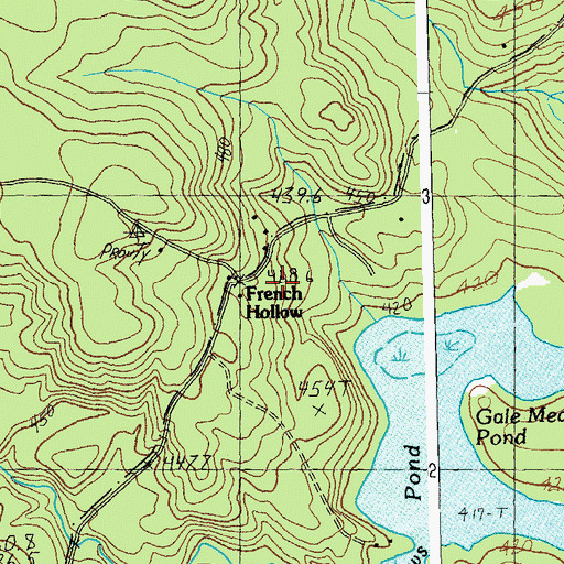 Topographic Map of French Hollow, VT