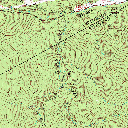Topographic Map of Joe Smith Brook, VT