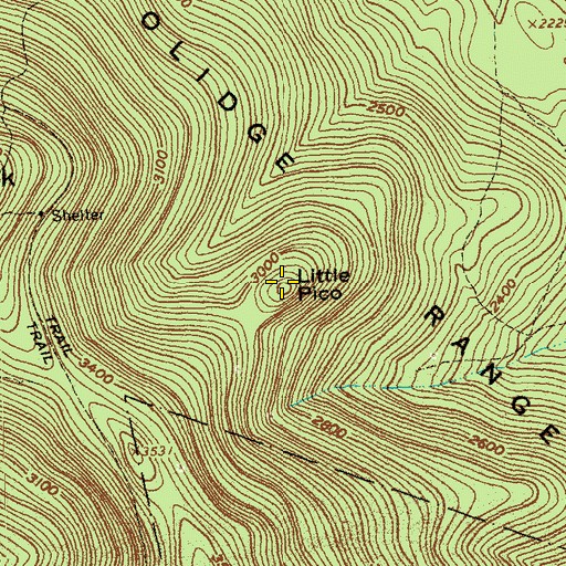 Topographic Map of Little Pico, VT