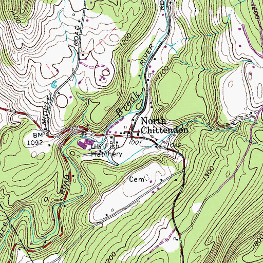 Topographic Map of North Chittenden, VT