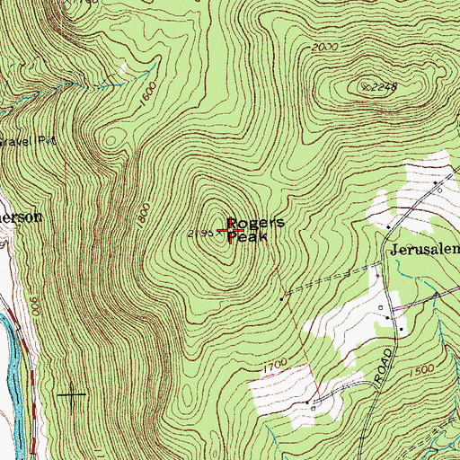 Topographic Map of Rogers Peak, VT