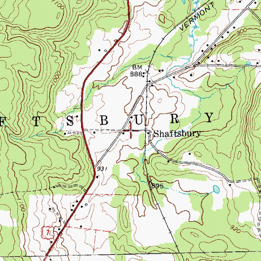 Topographic Map of Shaftsbury, VT