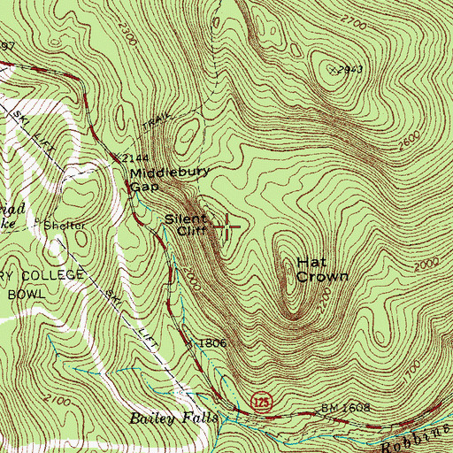 Topographic Map of Silent Cliff, VT