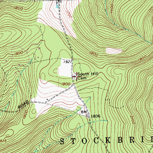 Topographic Map of South Hill Cemetery, VT