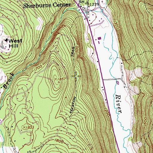 Topographic Map of Telefon Trail, VT