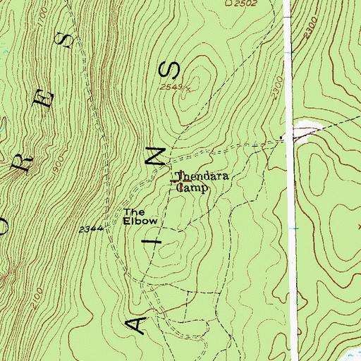 Topographic Map of Thendara Camp, VT