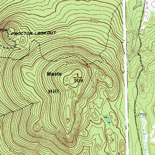 Topographic Map of Waste Hill, VT