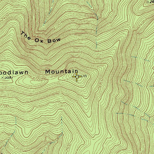 Topographic Map of Woodlawn Mountain, VT