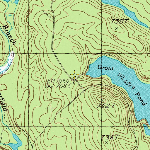Topographic Map of Grout Pond Recreation Site, VT