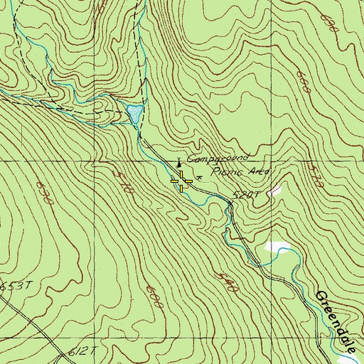Topographic Map of Greendale Camp and Picnic Grounds, VT