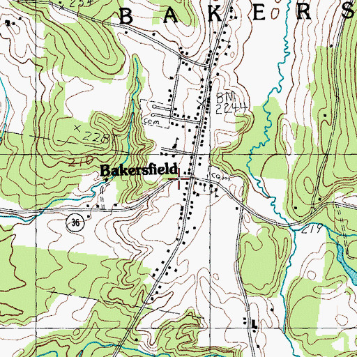 Topographic Map of Bakersfield, VT