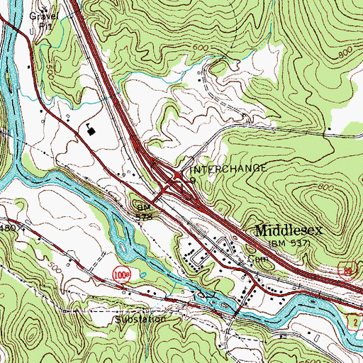 Topographic Map of Interchange 9, VT