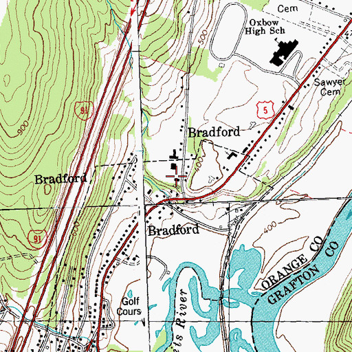 Topographic Map of Bradford Armory Heliport, VT