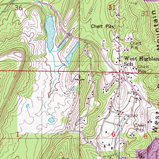 Topographic Map of Oak Grove Mine, AL