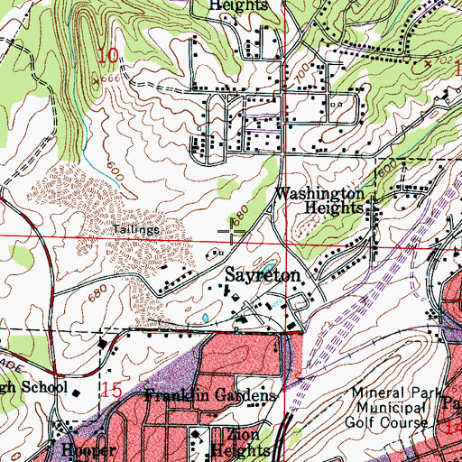Topographic Map of Bailey Mine, AL
