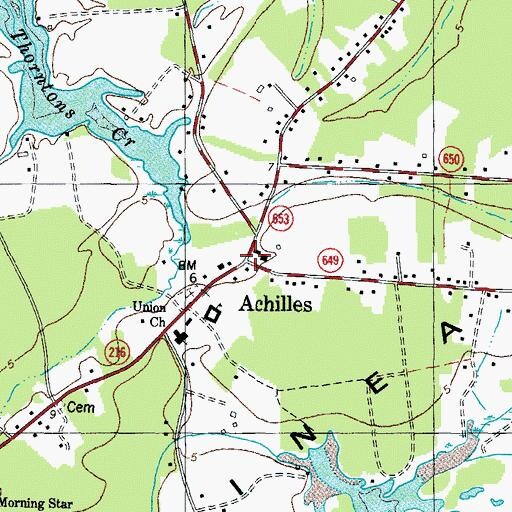 Topographic Map of Achilles, VA