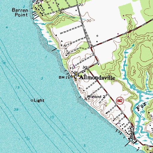 Topographic Map of Allmondsville, VA
