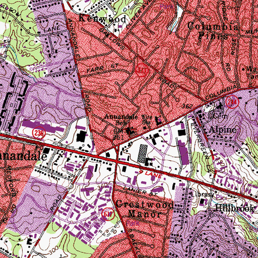 Topographic Map of Annandale School (historical), VA
