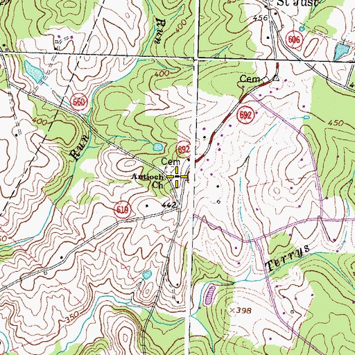 Topographic Map of Antioch Church, VA