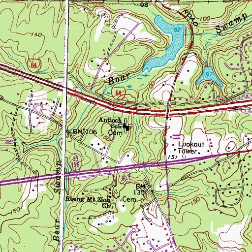Topographic Map of Antioch School, VA