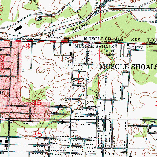 Topographic Map of Sherill Gardens, AL