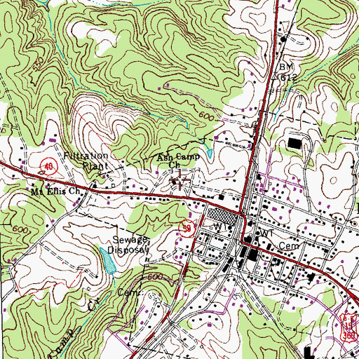 Topographic Map of Ash Camp Church, VA