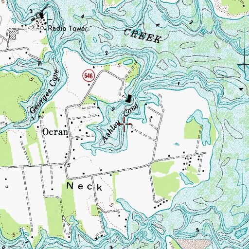 Topographic Map of Ashley Cove, VA