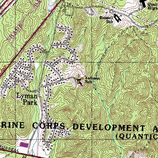 Topographic Map of W W Ashurst Elementary School, VA