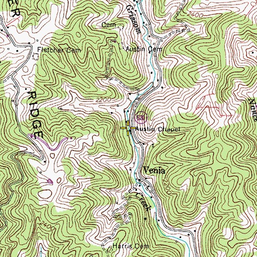 Topographic Map of Austin Chapel, VA