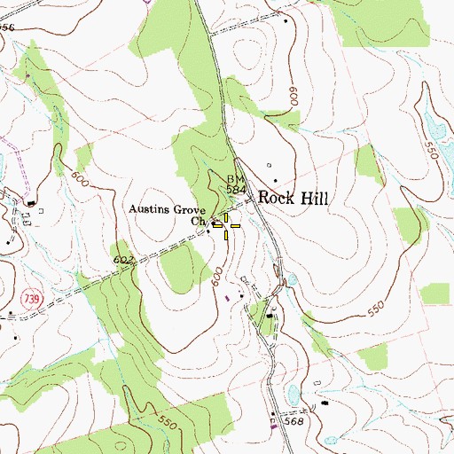Topographic Map of Austins Grove Church, VA
