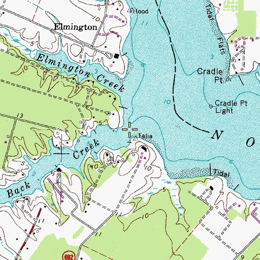 Topographic Map of Back Creek, VA