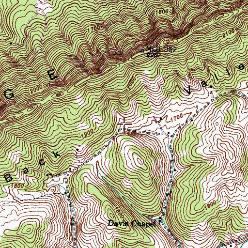 Topographic Map of Back Valley, VA