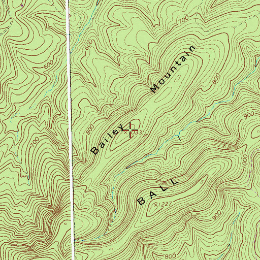 Topographic Map of Bailey Mountain, VA