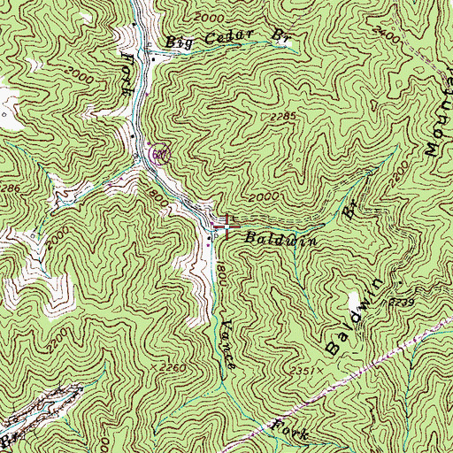 Topographic Map of Baldwin Branch, VA