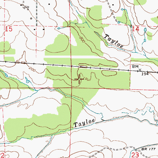 Topographic Map of Flatwood (historical), AL