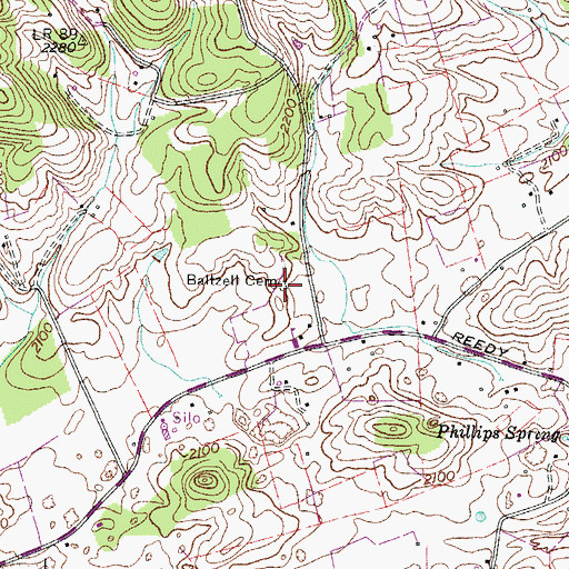 Topographic Map of Baltzell Cemetery, VA