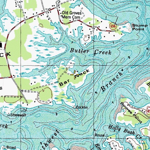Topographic Map of Bar Neck, VA