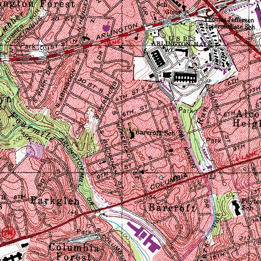 Topographic Map of Barcroft Elementary School, VA