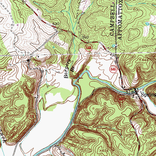 Topographic Map of Bargers Branch, VA