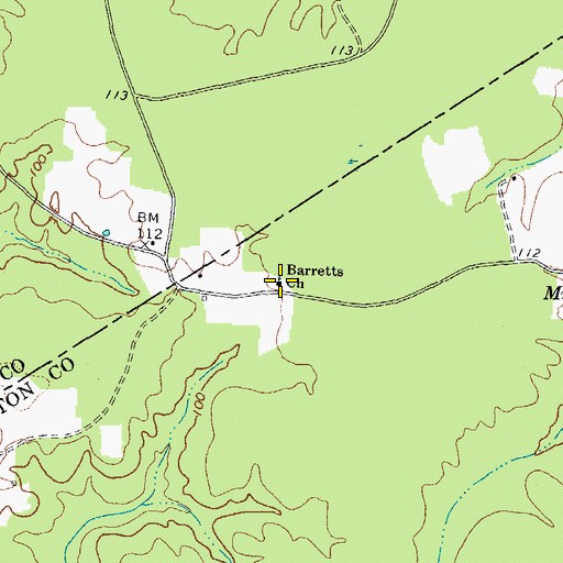 Topographic Map of Barretts Church, VA