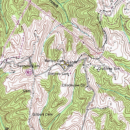 Topographic Map of Barton Cemetery, VA