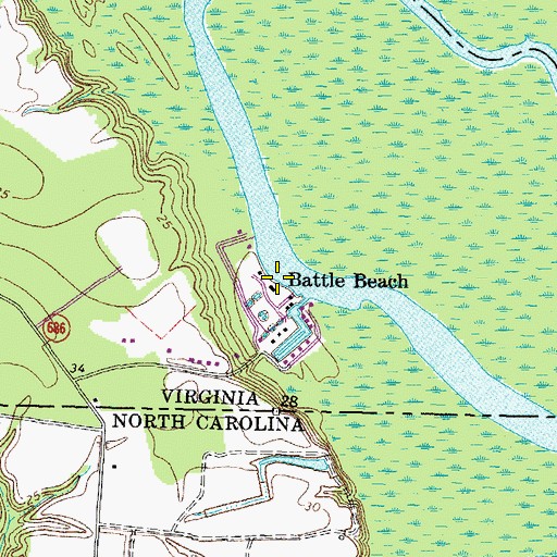 Topographic Map of Battle Beach, VA